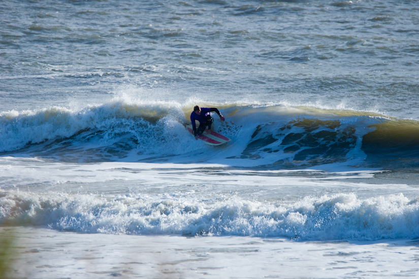 Bob Selfridge caught a lot of great waves on his longboard. Those were the last cold waves he\'ll ride for a while before taking off to Costa Rica for the winter. Photo: Kyle Gronostajski