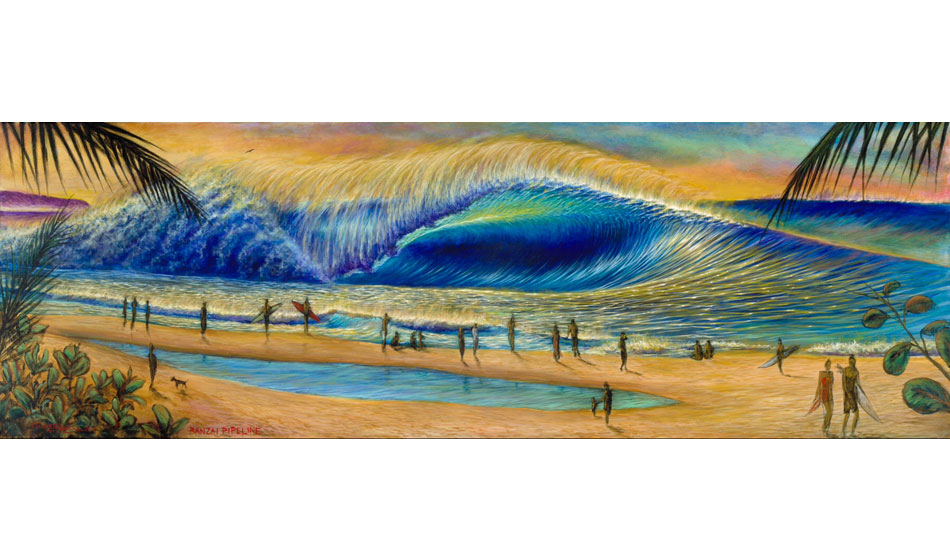 \"Banzai Pipeline.\" 2013.
24\" x 72\". Commission piece for Banzai Sushi Bar in Haleiwa.