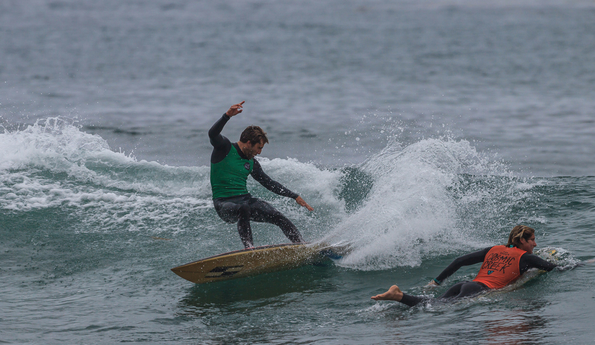 Nate Yeomans making it rain on another competitor. Photo: Miah Klein