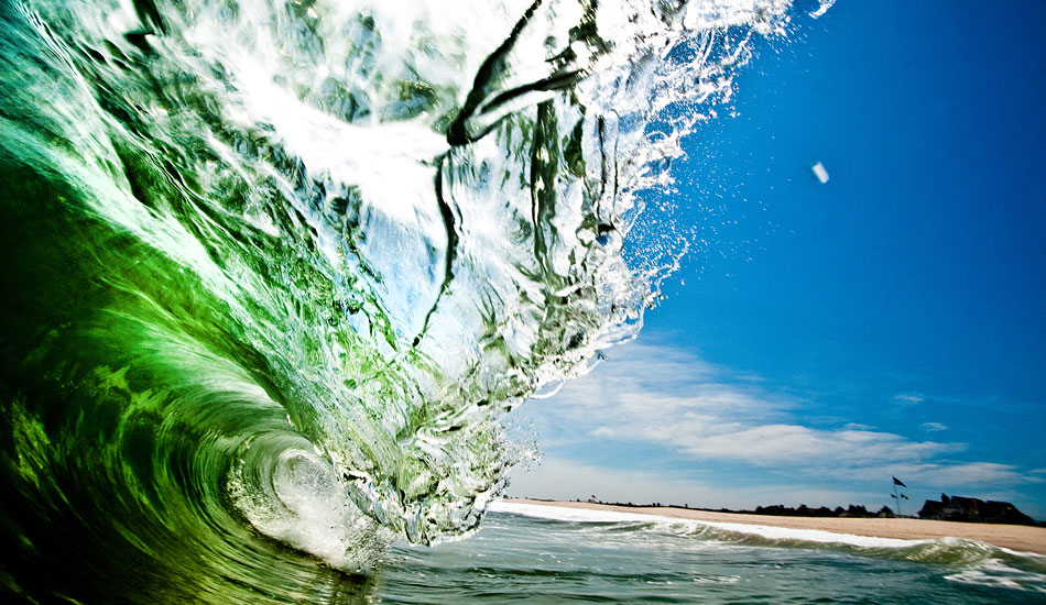 This shot was taken at a sandbar just across the street from where I live during the summertime in New York. It goes to show that you don\'t need big waves or perfect conditions to get a cool shot. This day was only 2-3 feet and light onshore. Photo: <a href=\"http://reddawnproductions.net/\" target=_blank>Evan Conway</a>.