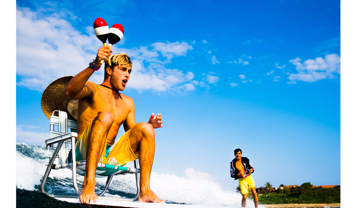 Luke Davis found chair surfing to his liking and had a blast juggling a multitude of toys and boards. Photo: Peterson