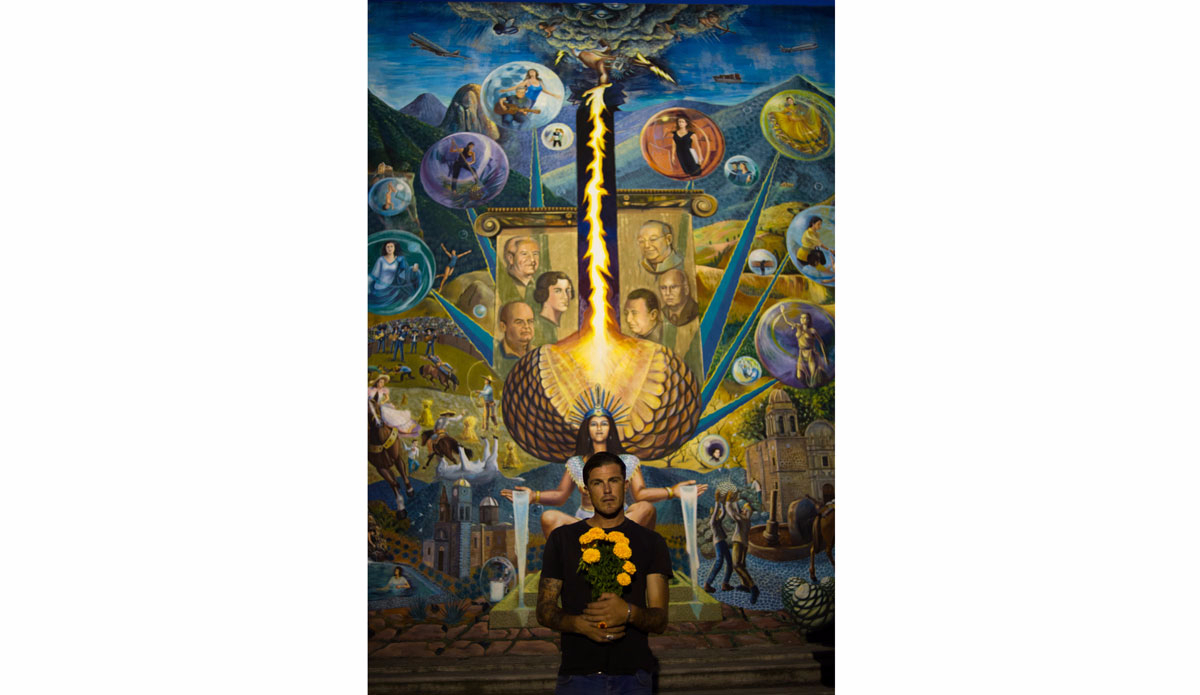 Colin standing in front of one of the original paintings of where the Mexicans depict what tequila originated from. In the mid 1700s, lightening struck an agave plant during a storm. As the plant sat for a few more days, the agave fermented.  Some of the farmers then tasted the agave plant and realized it had medicinal uses... like killing pain.  Photo: Peterson  