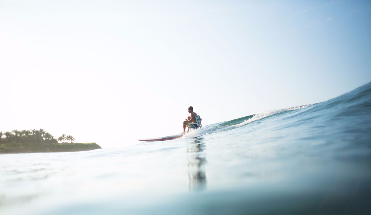  Luke Davis known for charging solid surf, made the use of the small waves with all sort of toys, and showed us all another side of himself.  Photo: Dane Peterson