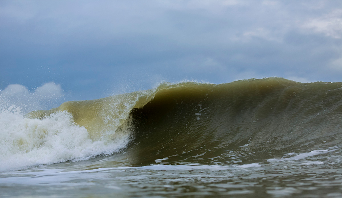 There’s swell sometimes when a storm comes up from the north, and I was there when it was pumping! It was so cold! Photo: Damian Davila
