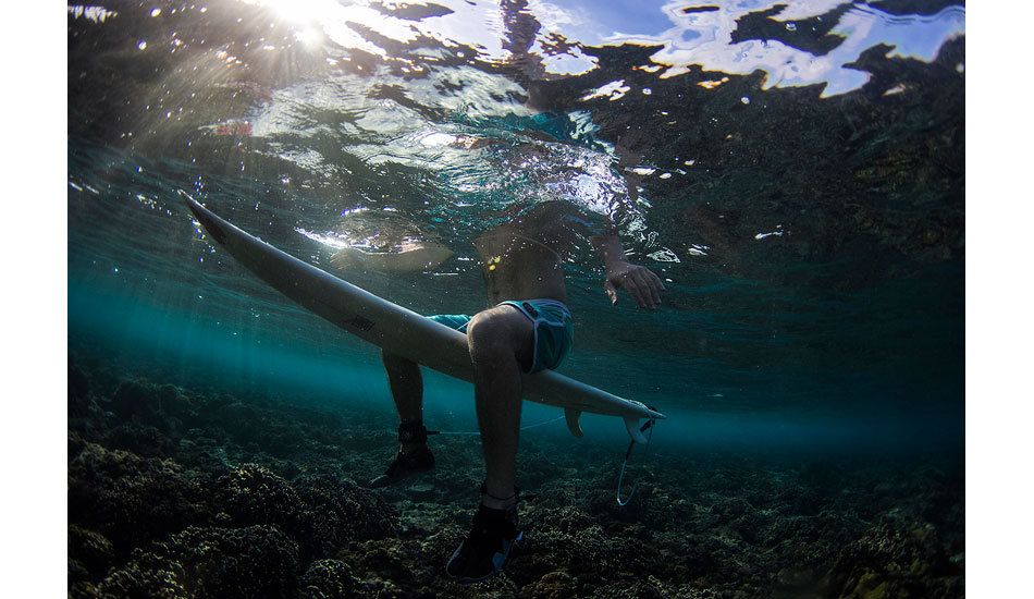 This is my friend Eric waiting for a wave at a break called Lighthouse. Usually, the water here is not nearly this clear so it\'s pretty amazing to see it like this. Photo: <a href=\"https://www.davenilsenphotography.com/\">Dave Nilsen</a>