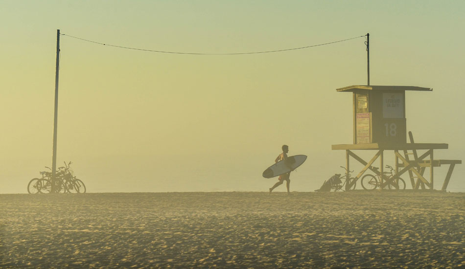 Morning Session - As the sun rises, the surfers come jogging from the cozy beach houses to start the day. Photo: David Zymkowitz