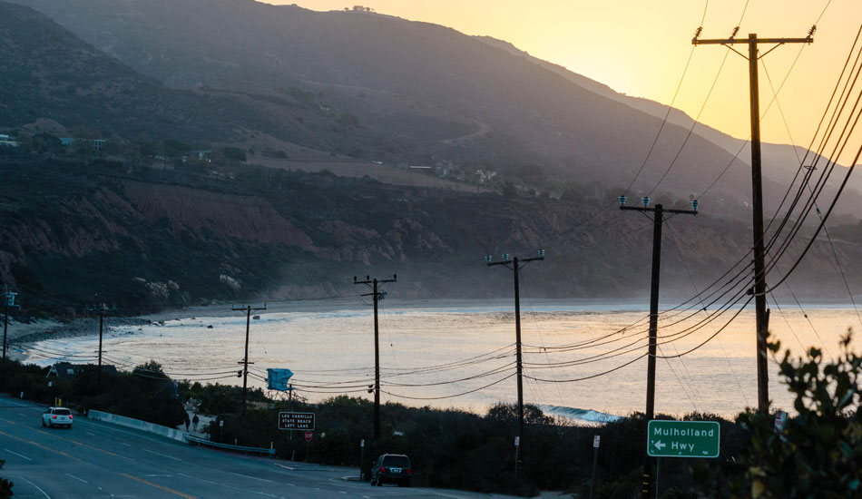 Pacific Coast Highway - The PCH is a dangerous road for surfers as one can find themselves gazing at the approaching sets rather than watching the road. Photo: David Zymkowitz