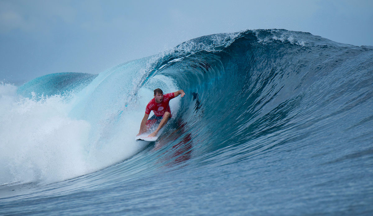 Taj Burrow of Yallingup, Western Australia (pictured) winning his Round 1 heat at the Fiji Pro at Cloudbreak on Friday June 12, 2015.
  Photo: <a href=\"https://www.worldsurfleague.com/\">WSL/<a href=\"https://instagram.com/kirstinscholtz/\">Kirstin Scholtz</a>