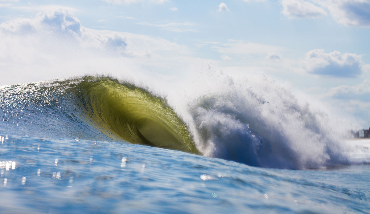 Hurricane Gonzalo was a really strange swell. I spent a lot of time driving and searching at different spots, and everywhere was big but all closeouts. I swam this spot with only one fin after mine got blown off.  Got caught inside for the biggest wave I saw the whole day... I barely made it.  The photos were worth the beatings. Photo: <a href=\"https://www.hunterdenicolaphoto.com/\"> Hunter Denicola</a>