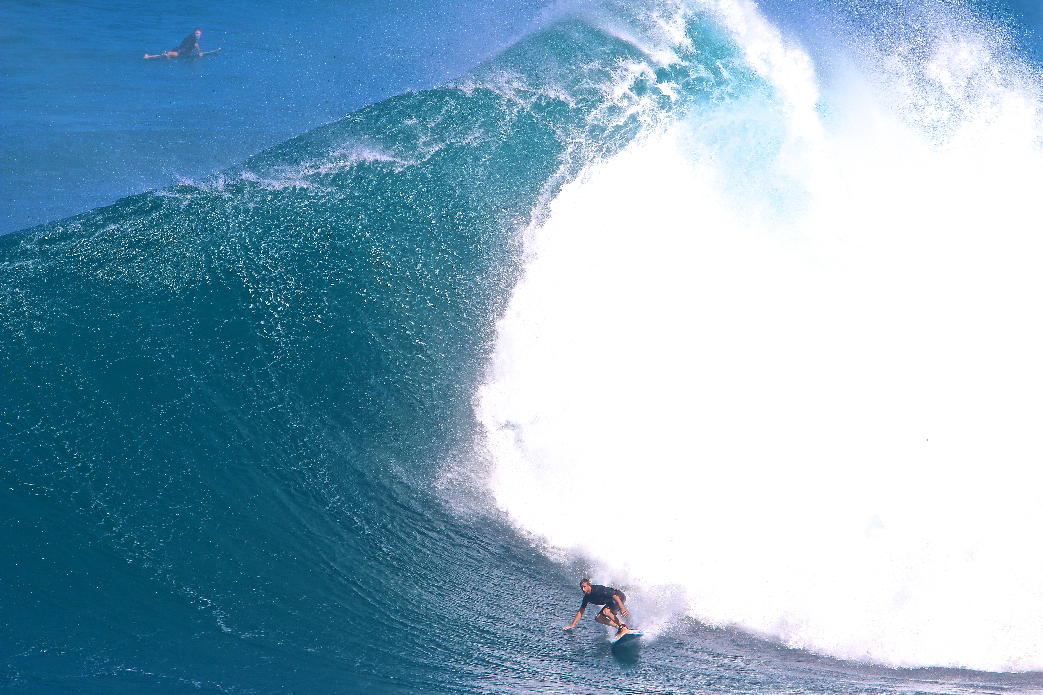 Twiggy with Peahi hot on his heels.