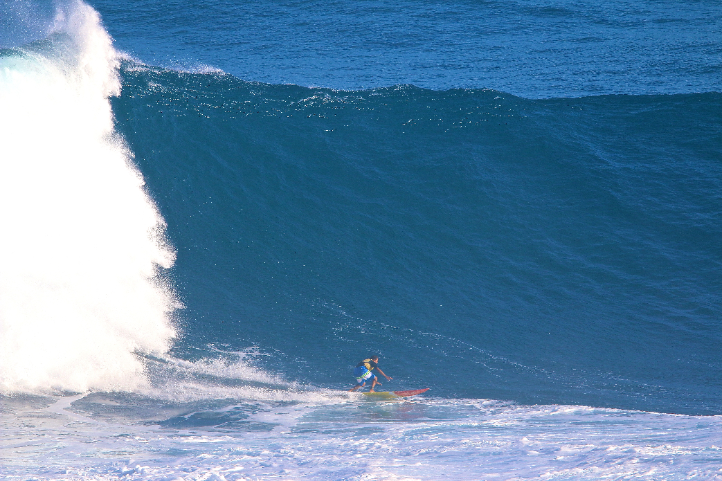 Paia fish market owner and charge, Yuro Soledad. Great place to eat after a long day at Peahi.