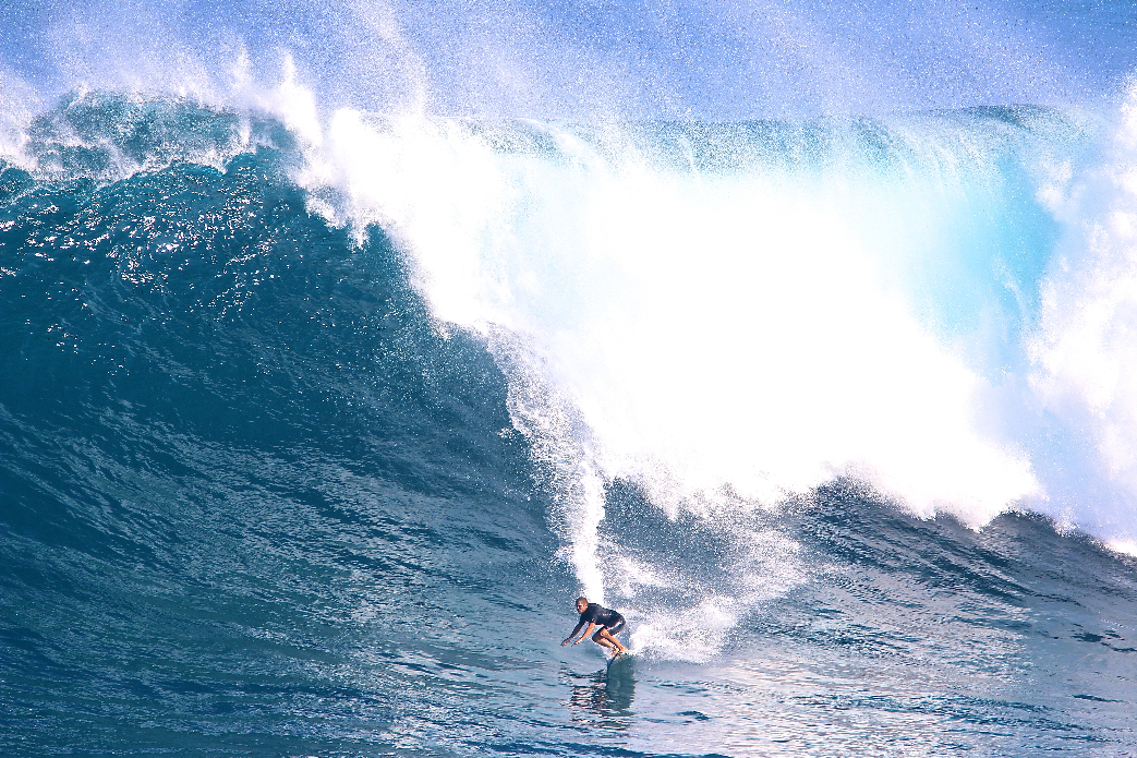 Underground Oahu charger Trevor Sven Carlson is a dedicated Peahi charger. On every swell, he\'s the girst guys out in the morning and the last guy. He\'s hungry and charges and will catch a giant one.