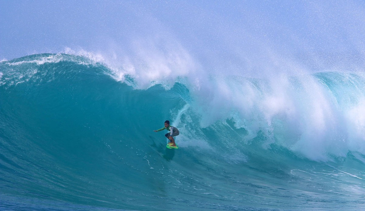 DoomaPhotos Team Rider 10 Yr Old Ty Simpson Kane Grom Charging. Super proud of Ty for being out there and charging. Waves were heavy and a lot of water was moving around. Photo: <a href=\"https://instagram.com/dooma_photos\"> DoomaPhotos</a>
