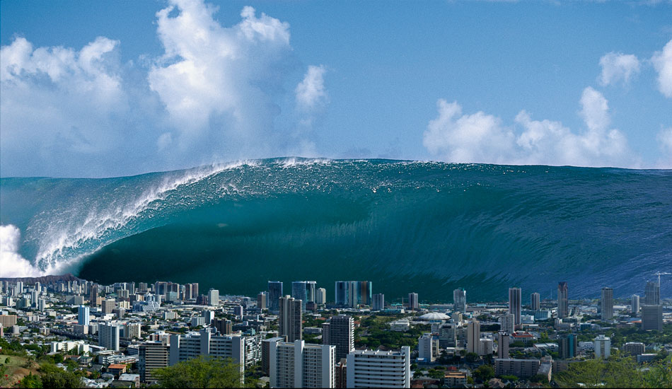 Massive Teahupoo, breaking over Honolulu. Photo: <a href=\"https://seandavey.com/\" target=_blank>Sean Davey</a>