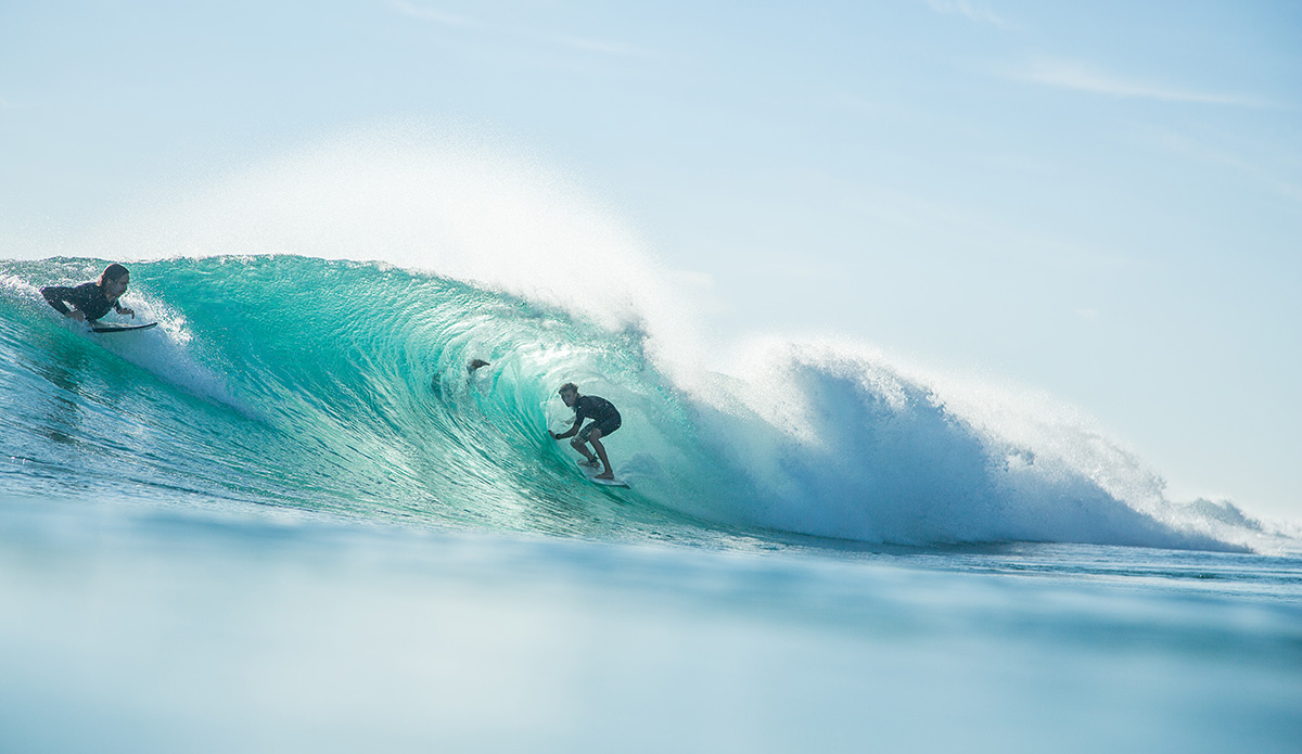 Jack Bodi with someone on the edge about to drop in. Photo: <a href=\"https://www.instagram.com/dylan_brayshaw/\">Dylan Brayshaw </a>