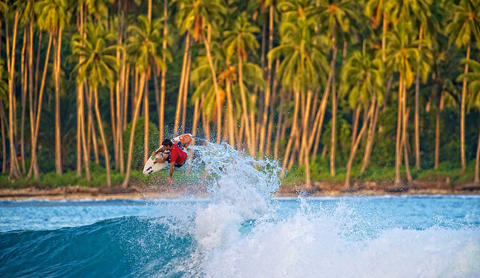 Benjamin Sanchis launching in the Telos, Indonesia. Photo: <a href=\"https://www.timmckennaphoto.com/\" target=_blank>Tim McKenna</a>.