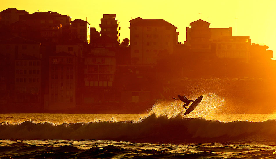 Gabriel Medina flaring on a tiny day at Sydney\'s most famous beach, that being Bondi Beach. This kid really is unbelievable in the air. Photo:<a href=\"https://www.bluesnapper.com.au/\" target=_blank>Alex Marks