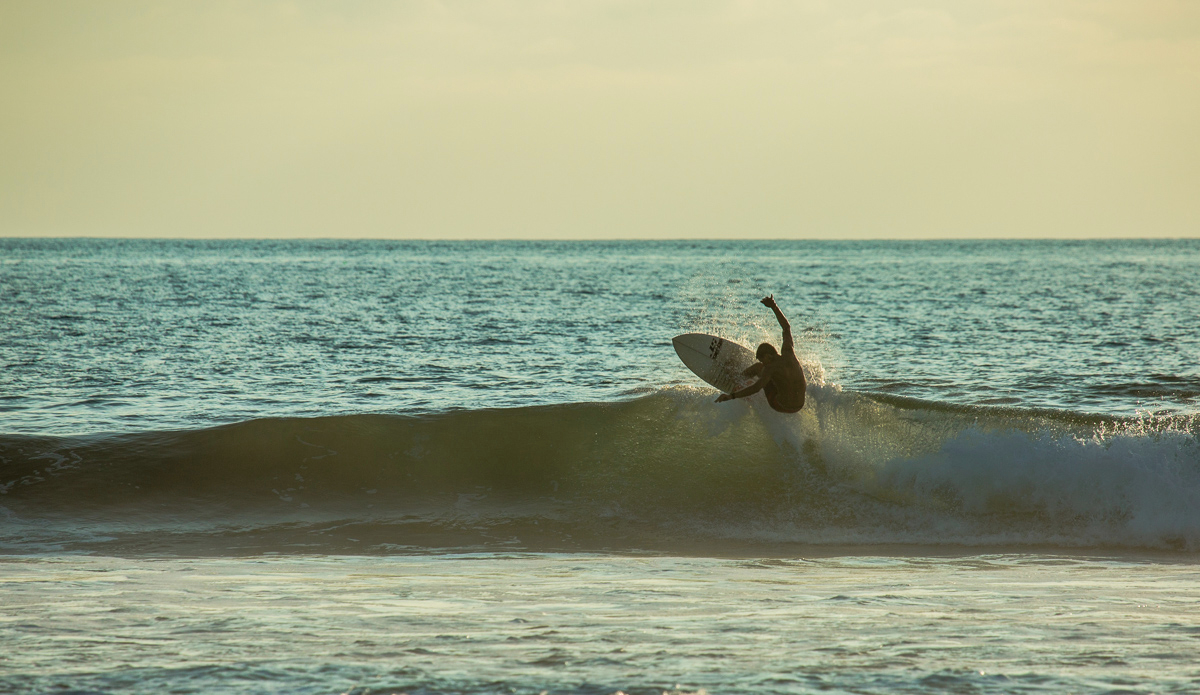 Local standout and upcoming grom Ramon Loor surfs these waves every single day in his backyard giving clinics to visiting surfers on how to properly surf these shifty beach breaks.
