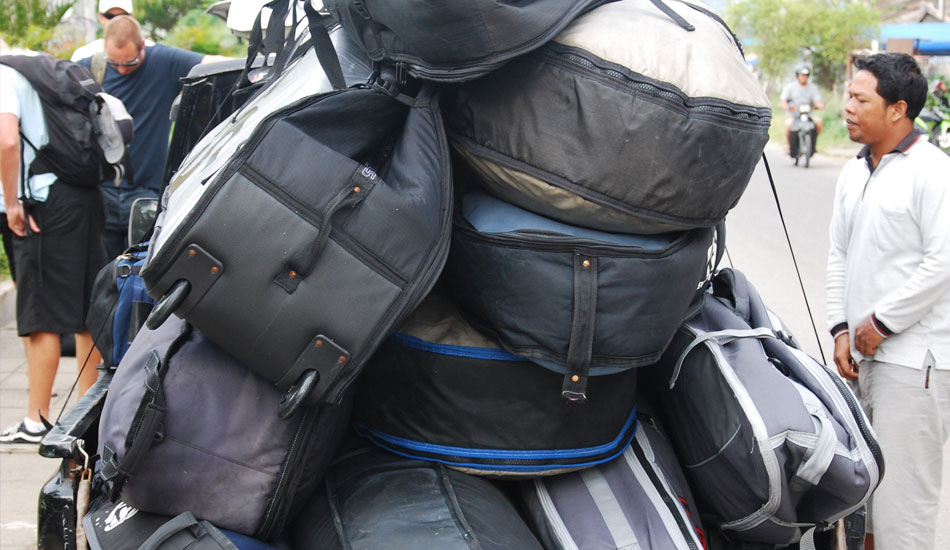 Did you know when you take a flight to Bali from Sydney, Australia, you consume about a liter of fuel for every 22.2 km? So round trip, you’re looking at having about 400 liters dedicated to hauling your ass to slide some of Ulu’s lines, and the round trip has your carbon footprint looking at one-and-a-half metric tons of CO2. Photo: <a href=\"https://killvan.com/\" target=_blank>Jay Killvan</a>