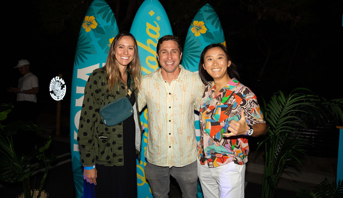 Vannessa Bennett, Zach Weisberg, and Anne Shen from the Kona Big Wave team. Photo: <a href=\"https://www.instagram.com/aikersss/\"> Aika Lau</a>