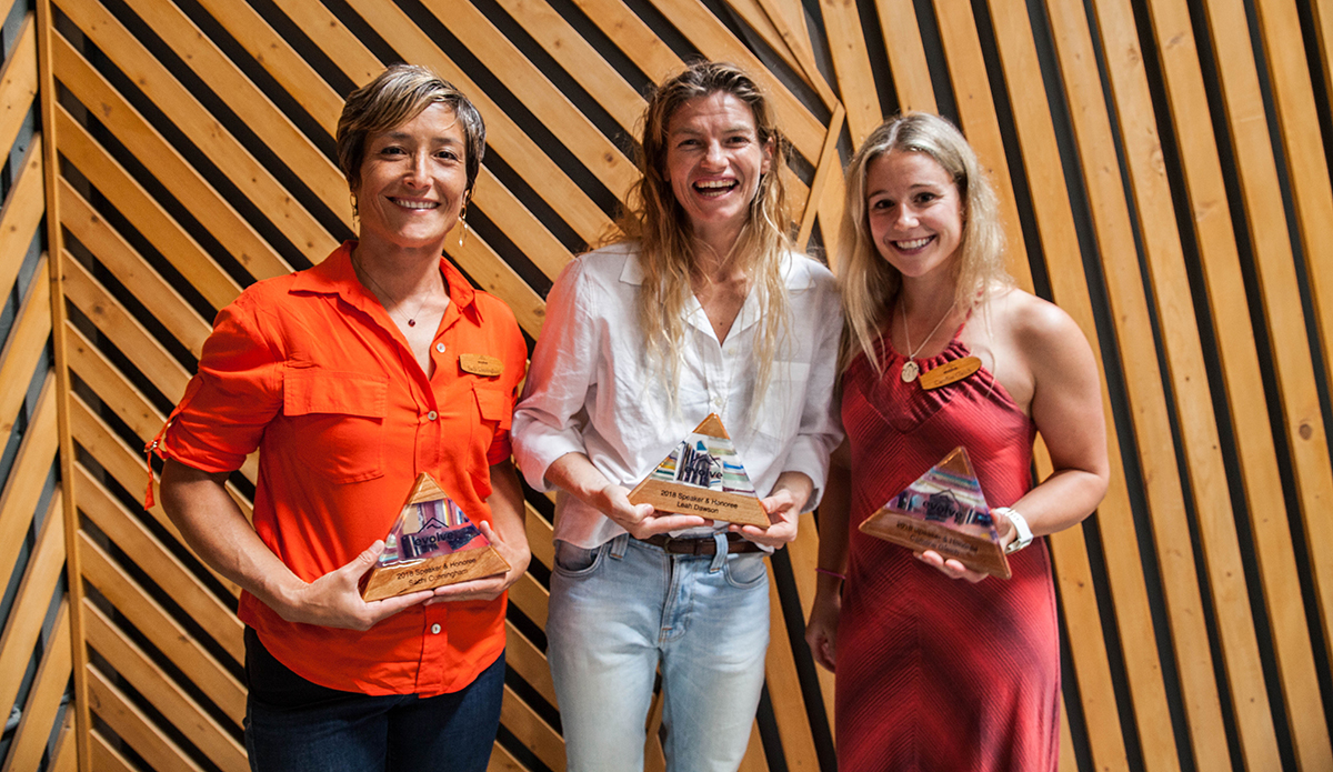 Speaking on the future of women in the outdoors, Sachi Cunningham, Leah Dawson and Caroline Gleich were part of one the night\'s most enthralling panels. 
Photo: Aika Lau 