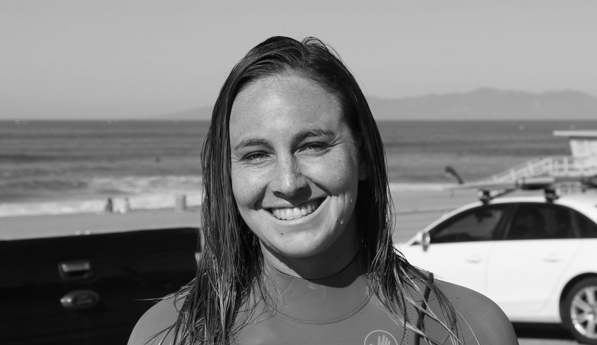 Sarah Foley: 26; Private Surf Instructor/Surf Sales; Manhattan Beach, CA - \"It’s too crowded. A lot of people who aren’t really sure what they are doing will come here and just snake you and not have the best etiquette, which can be discouraging. But you kind of learn to navigate it and position yourself in the best place.” Photo: Dunn