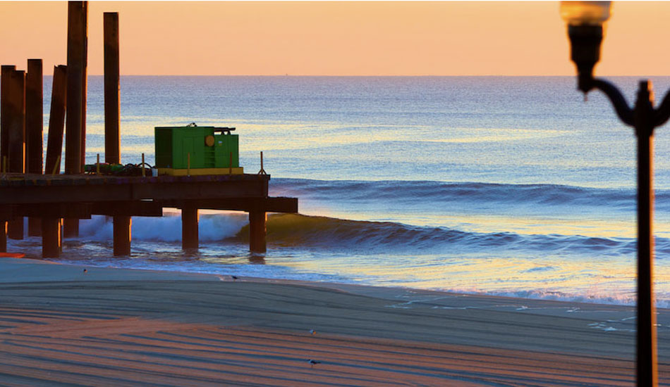 Southside Casino Pier earlier this fall morning before anyone paddled out. Photo:<a href=\"https://bencurriephoto.zenfolio.com\"> Ben Currie</a>