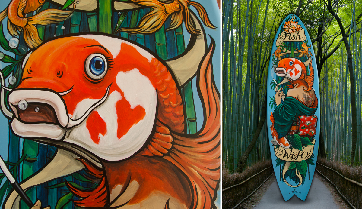 \"Fish Wife\" 2012, surfboard art.