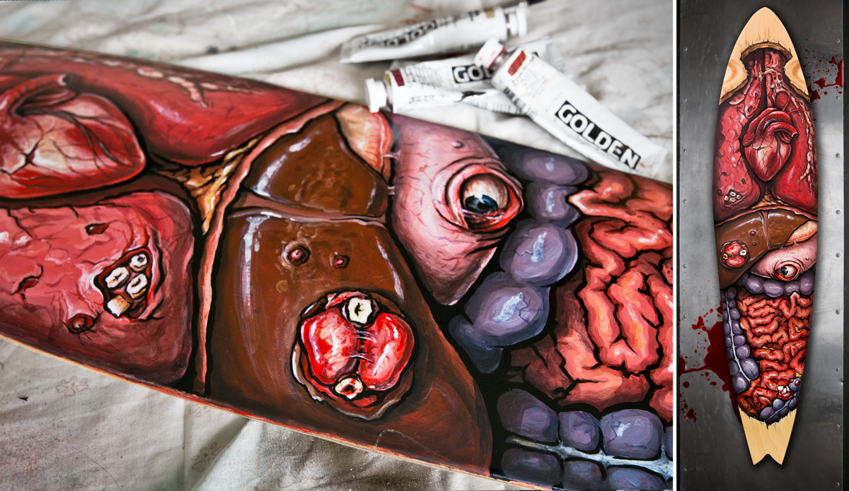 \"Organ Truckin\" 2014, skateboard art.