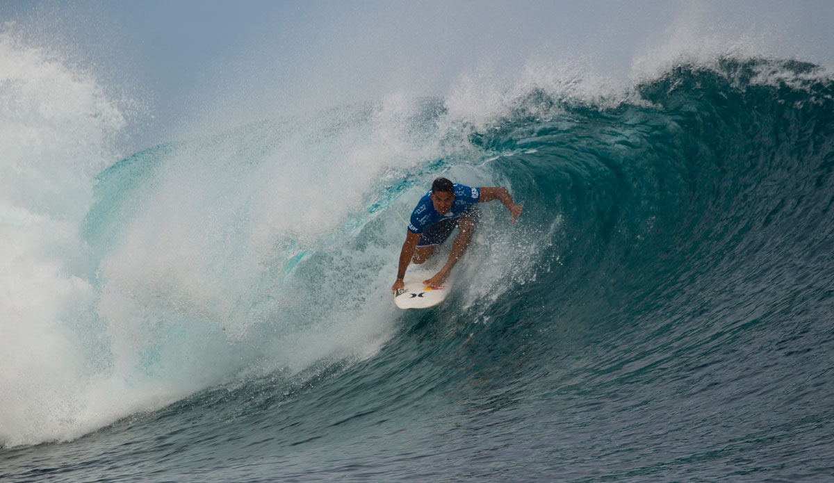 Michel Bourez is through to the Quarterfinals, Fiji Pro 2014. Photo: <a href=\"https://www.aspworldtour.com\">ASP | Robertson</a>
