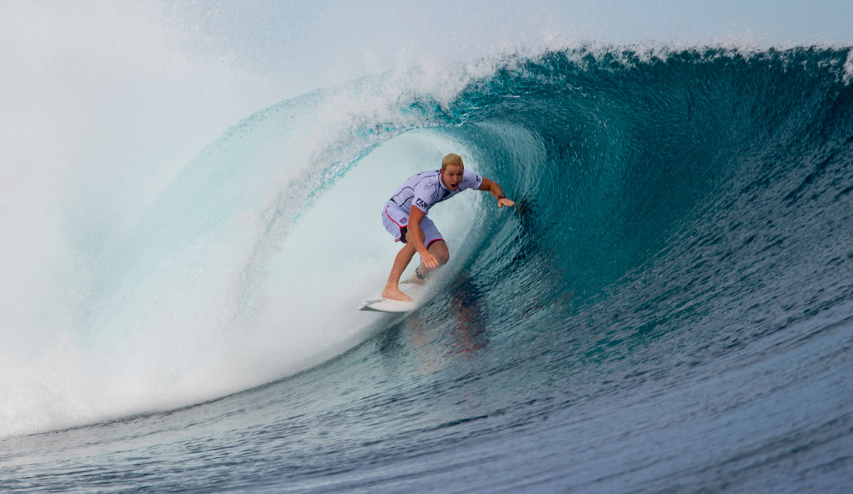 Nat Young through to the Quarters after his Round 4 heat win, Fiji Pro 2014. Photo: <a href=\"https://www.aspworldtour.com\">ASP | Robertson</a>
