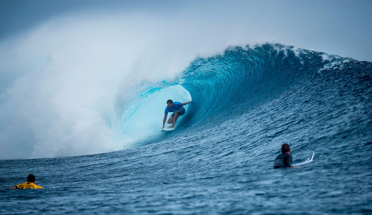  Dane Reynolds of Ventura, California, USA (pictured) winning his Round 3 heat at the Fiji Pro at Cloudbreak on Saturday June 13, 2015. Reynolds took down current World No. 1 Adriano De Souza (BRA) in brilliant fashion on Sunday June 14, 2015. Photo: <a href=\"https://www.worldsurfleague.com/\">WSL/<a href=\"https://instagram.com/kirstinscholtz/\">Kirstin Scholtz</a>