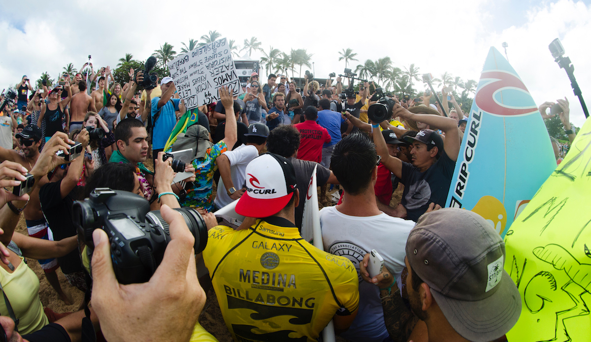 Gabriel Medina is easily the most popular guy in Brazil right now. Photo: <a href=\"https://www.danlemaitrephoto.com\">Dan LeMaitre</a>