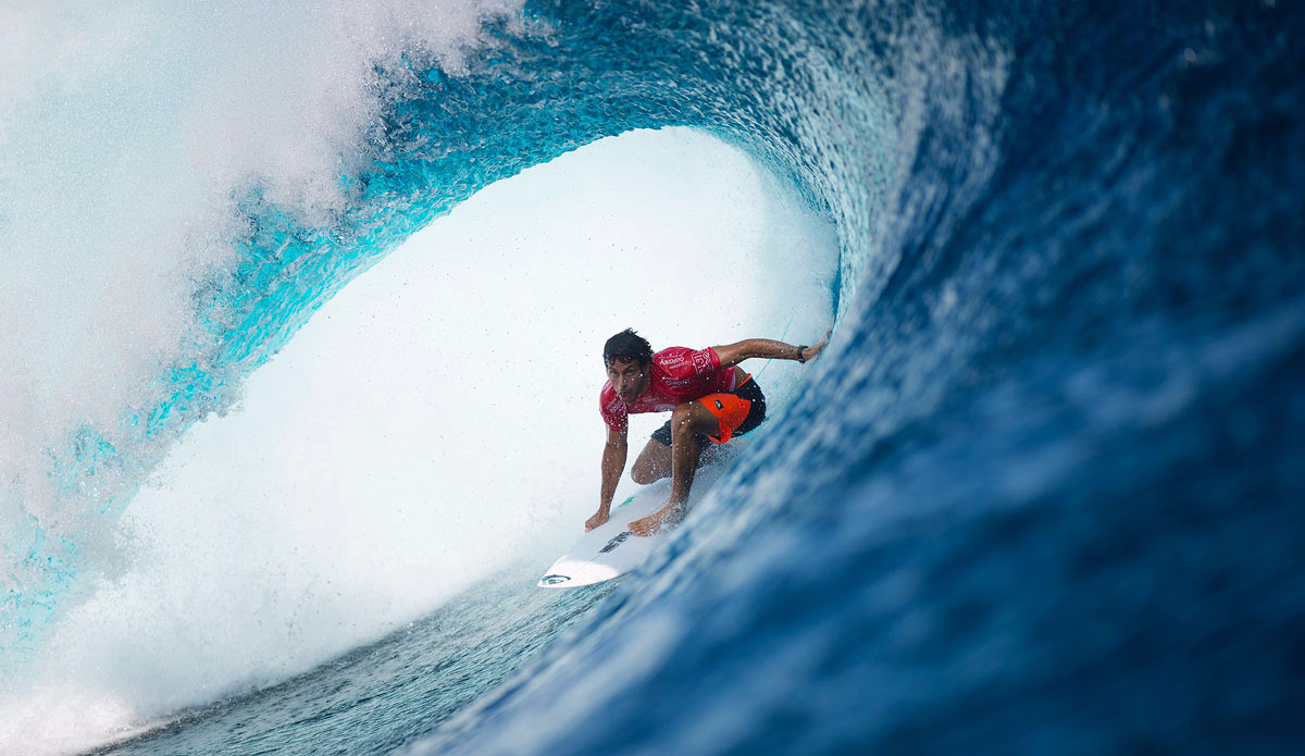 Jeremy Flores of France (pictured) placing equal third at the FIji Pro, reaching the Semifinals where he was eliminated at Cloudbreak on Tuesday June 16, 2015.  Photo: <a href=\"https://www.worldsurfleague.com/\">WSL/<a href=\"https://instagram.com/kirstinscholtz/\">Kirstin Scholtz</a>