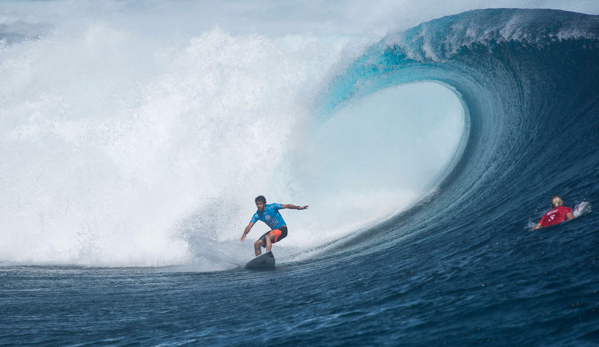 Jeremy Flores from France placed equal 3rd at the Fiji Pro, eliminated in his Semifinal by Australian Owen Wright. Photo: Photo: <a href=\"https://www.worldsurfleague.com/\">WSL/Roberstson</a>