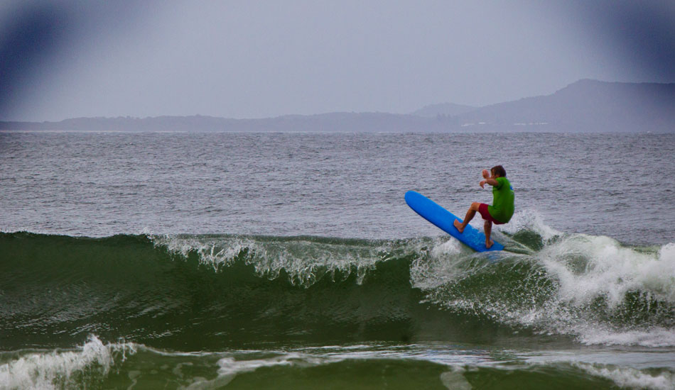 Tom Wegener, the designer of the Seaglass alaia, pops off the top on a new secret Seaglass model. Photo: <a href=\"https://www.sproutdaily.com\" target=_blank>SproutDaily.com</a>