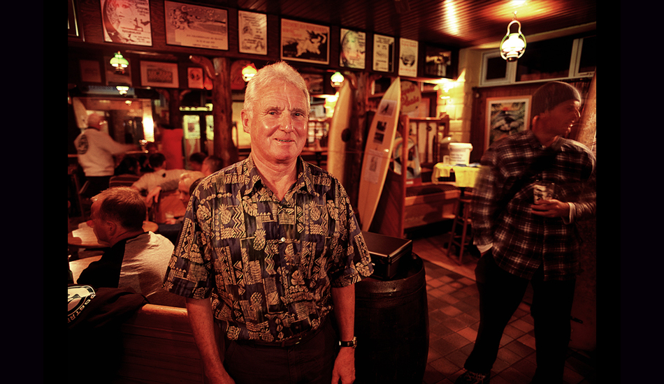 October 2004 - Kevin Cavey is one of Ireland\'s original surfers. He\'s college professor and author hasn\'t lost one bit of his enthusiasm for the sport in over 40 years of participation, and that dedication was on display when he was a keynote speaker for a symposium on Irish Surfing at the famous Surfer\'s Bar in Rossnowlagh, County Donegal during the second edition of the Oceanfest Festival. Image: <a href=\"https://stevefitzpatrick.com/\" target=\"_blank\">Fitzpatrick</a>  