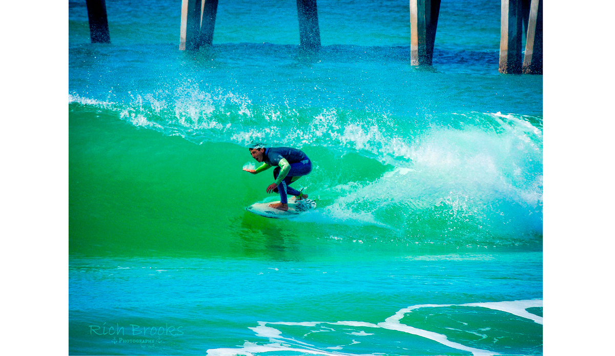 Hawaii? Fiji? Tahiti? No, Matt Zimmer is enjoying this crystal clear turquoise barrel on the Florida Panhandle. Photo: <a href=\"https://richbrooksphotography.squarespace.com/\">Rich Brooks</a>