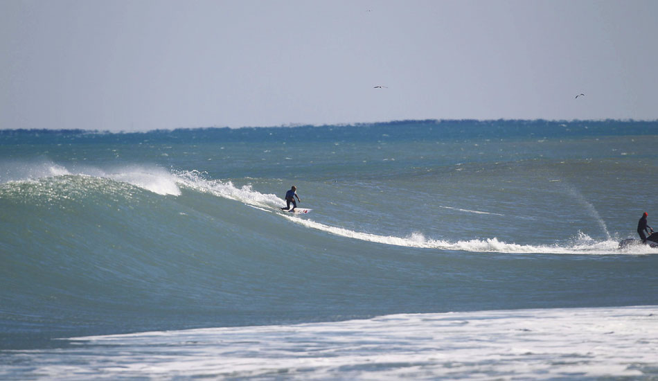 Kelly Slater made an appearance for the storm as well. Here he is chasing monsters in West Palm Beach. Yup, West Palm Beach. Photo: Mike Jones/<a href=\"https://azhiaziam.mybigcommerce.com/\" target=_blank>Azhiaziam</a>