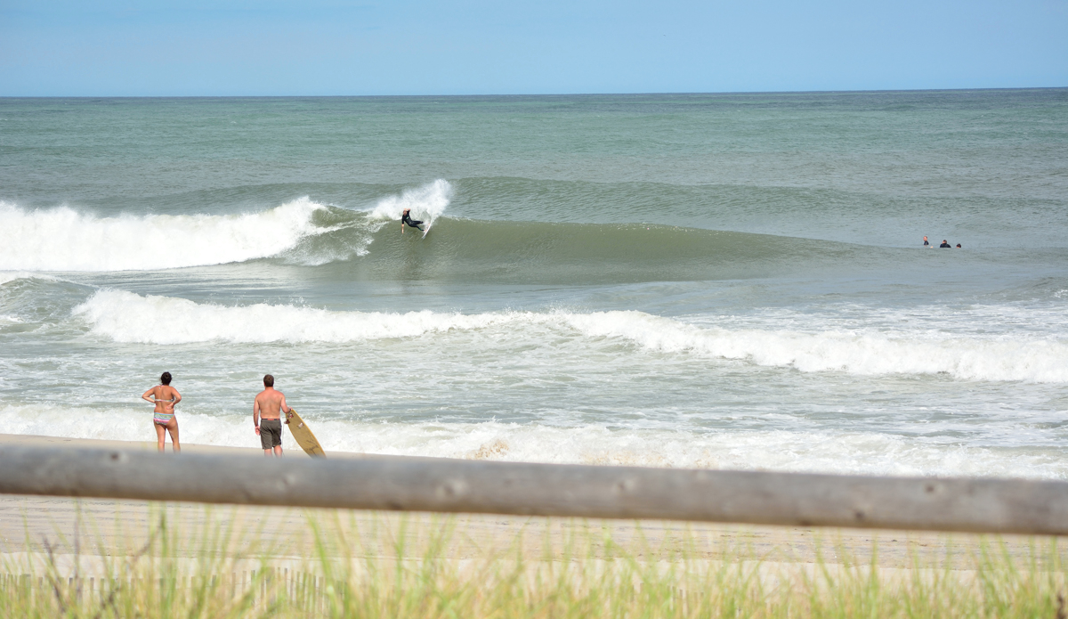 Conor Willem never-ending rail. LBI heavy hitter Conor Willem getting ready to arch some rail work into a never-ending left. This day was what some of the local legends are calling the best June swell in Jersey in recent memory. Thomas Larney
