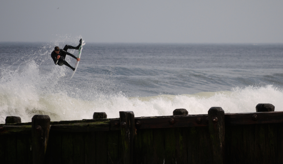 Randy Townsend boosting. Randy Townsend is my favorite surfer to shoot with. Whether it’s two foot or head high onshore slop, Randal always seems to find that section to launch. And 99% of the time he sticks it. He’s been killing the game for over 20 years, and he’s not showing any signs of slowing down. Thomas Larney 