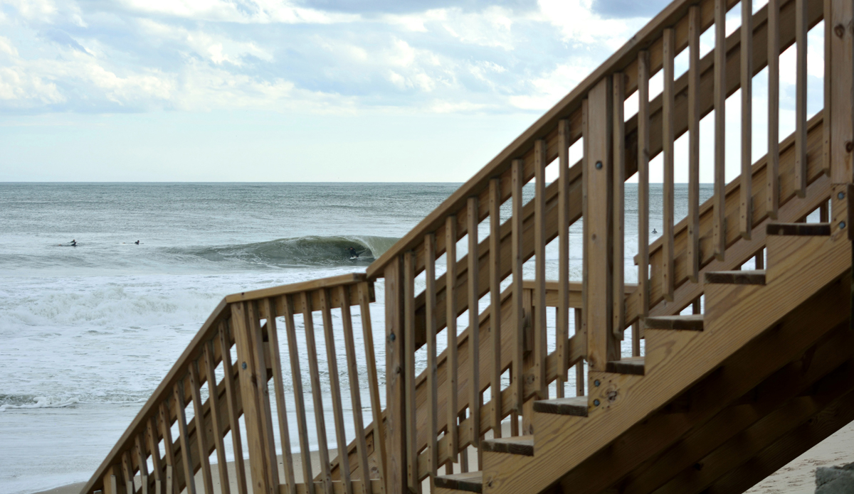 Matt Rinck deck rail. Matt is an Ocean City ripper who makes the trip north whenever the conditions are calling for it. We linked up for a great day of surf a few weeks ago somewhere in Monmouth County, and Matt brought his A game. Thomas Larney 