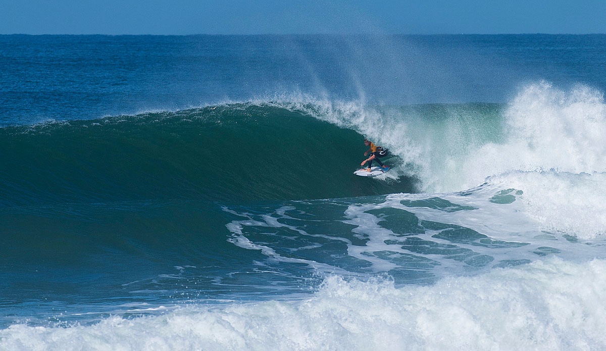 Mick Fanning of Australia (pictured) winning his Round 1 heat at the Quiksilver Pro France. Photo: <a href=\"https://www.worldsurfleague.com/\">WSL</a>/<a href=\"https://instagram.com/kirstinscholtz/\">Kirstin Scholtz</a>