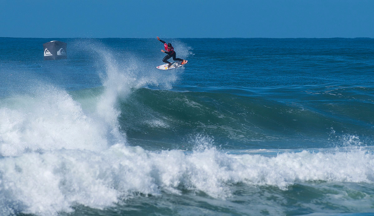 Gabriel Medina of Brasil (pictured) winning his Round 1 heat at the Quiksilver Pro France. Photo: <a href=\"https://www.worldsurfleague.com/\">WSL</a>/<a href=\"https://instagram.com/kirstinscholtz/\">Kirstin Scholtz</a>
