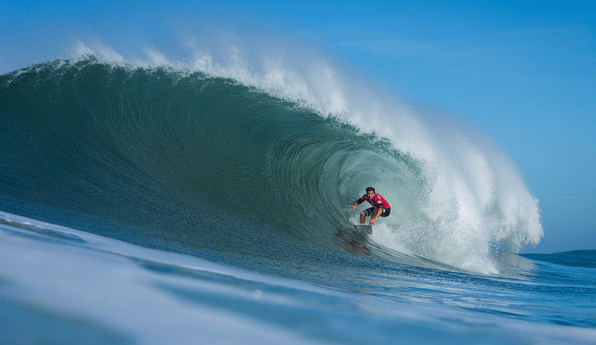 Julian Wilson of Australia (pictured) winning his Round 1 heat at the Quiksilver Pro France. Photo: <a href=\"https://www.worldsurfleague.com/\">WSL</a>/<a href=\"https://instagram.com/damien_poullenot/\">Damien Poullenot</a>