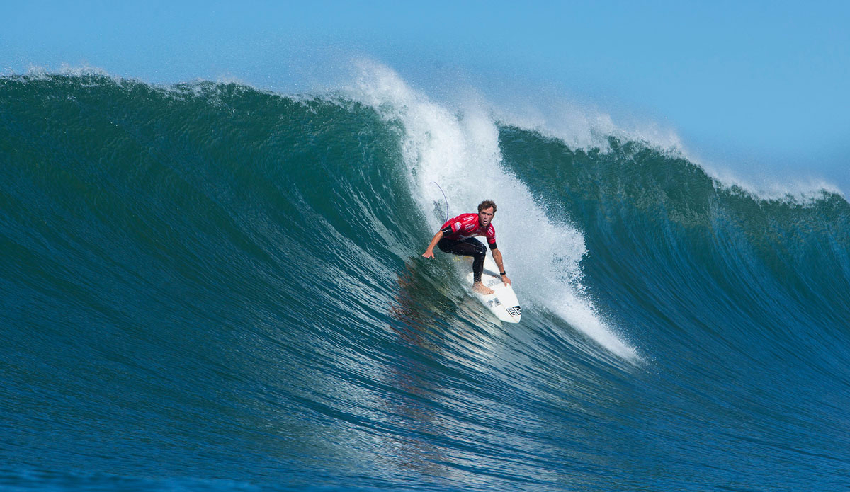 Kai Otton of Australia winning his Round 2 heat at the Quiksilver Pro France. Photo: <a href=\"https://www.worldsurfleague.com/\">WSL</a>/<a href=\"https://instagram.com/damien_poullenot/\">Damien Poullenot</a>