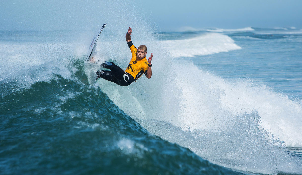Mick Fanning of Australia (pictured) winning his Round 3 heat at the Quiksilver Pro France. Photo: <a href=\"https://www.worldsurfleague.com/\">WSL</a>/<a href=\"https://instagram.com/damien_poullenot/\">Damien Poullenot</a>