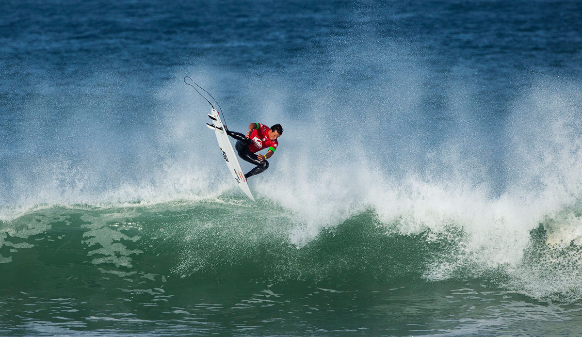 Julian Wilson  of the USA (pictured) winning his Round 3 heat at the Quiksilver Pro France. Photo: <a href=\"https://www.worldsurfleague.com/\">WSL</a>/<a href=\"https://instagram.com/damien_poullenot/\">Damien Poullenot</a>