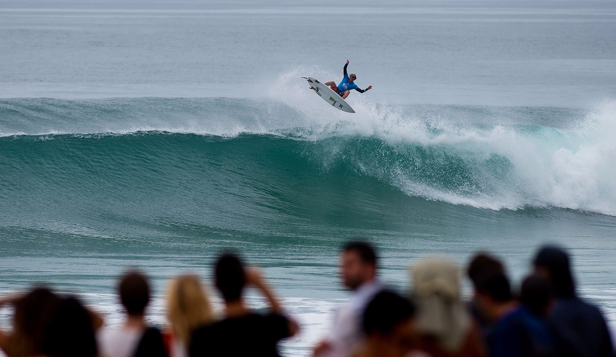 John John Florence of Hawaii (pictured) advancing into the Quarterfinals of the Quiksilver Pro France. Photo: <a href=\"https://www.worldsurfleague.com/\">WSL</a>/<a href=\"https://instagram.com/kirstinscholtz/\">Kirstin Scholtz</a>