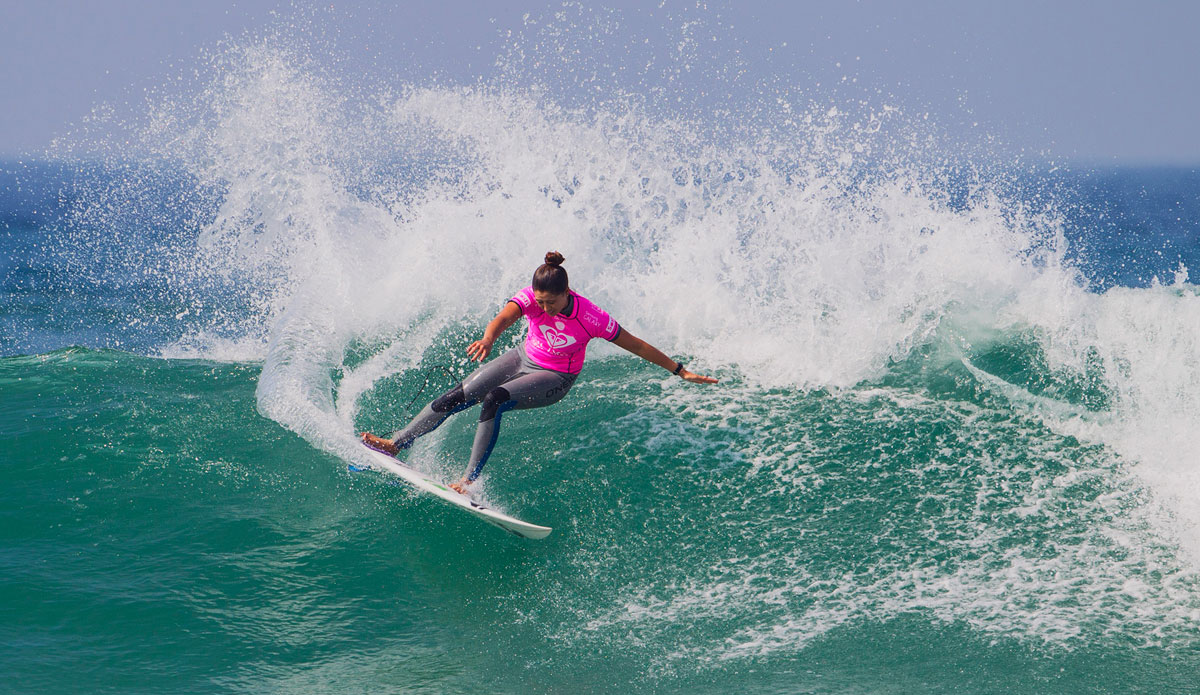Malia Manuel of Oahu, Hawaii (pictured) advanced into the Quarterfinals of the Roxy Pro France winning her Round 3 heat on Thursday September 25, 2014. Manuel was in excellent form posting a pair of 7.00 and 7.93 scoring rides (out of ten) to defeat Pauline Ado (FRA) and Tyler Wright (AUS) who will surf again in Round 4. Photo: <a href=\"https://www.aspworldtour.com/\">ASP</a>/ <a href=\"https://www.google.com/url?q=https://www.kirstinscholtz.com/&sa=U&ei=dw0SVPbUAYGziwKIv4GgCw&ved=0CBYQFjAA&sig2=1Yay5WaUuxsqwREA7hI1Uw&usg=AFQjCNHgLd68-84GmkH2AGuRqpTNCMt-EA\">Kirstin</a>